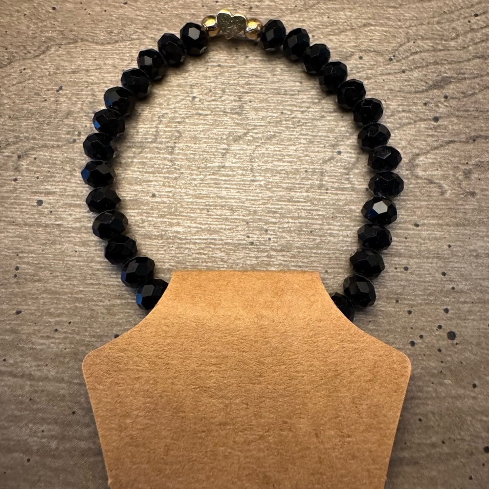 Black Beaded Stretchy Bracelet